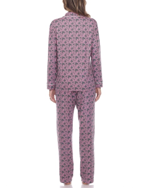 Women's 2 Piece Long Sleeve Heart Print Pajama Set