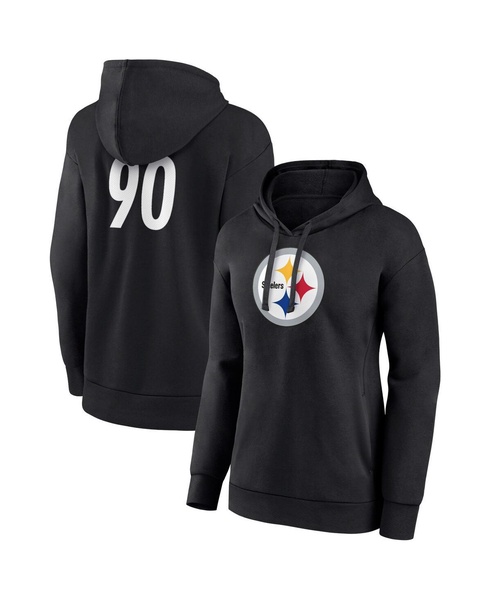 Women's Fanatics Branded T.J. Watt Black Pittsburgh Steelers Player Icon Name and Number Pullover Hoodie