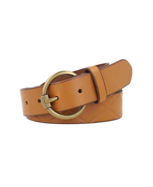 Diamond-Embossed Leather Belt