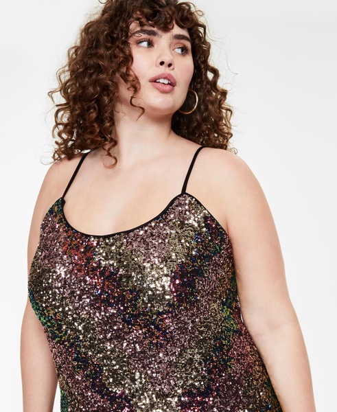 Trendy Plus Size Sequined Mini Dress, Created for Macy's