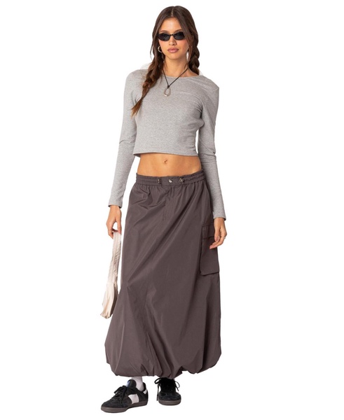 Women's Bubble cargo nylon maxi skirt