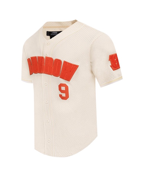 Men's Joe Burrow Cream Cincinnati Bengals Name Number Triple Tonal Button-Up Baseball Jersey