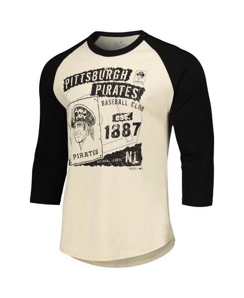 Men's Cream/Black Pittsburgh Pirates Raglan 3/4-Sleeve T-Shirt