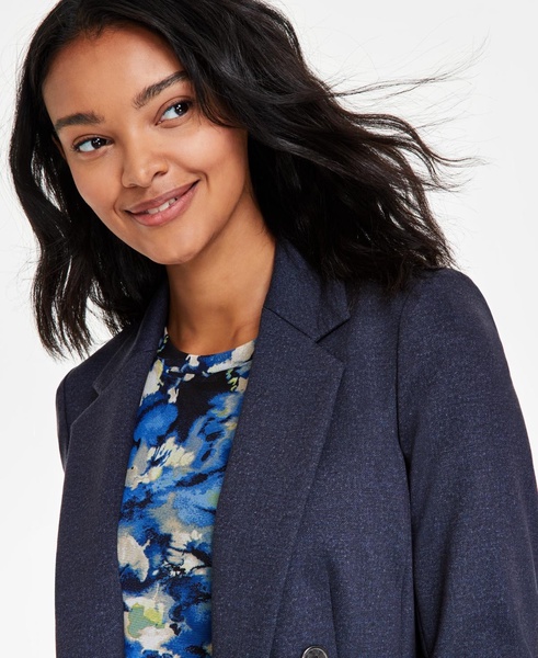 Women's Faux-Double-Breasted Compression-Denim Blazer, Exclusively at Macy's