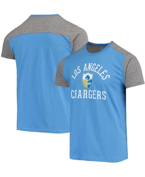 Men's Powder Blue, Heathered Gray Los Angeles Chargers Gridiron Classics Field Goal Slub T-shirt