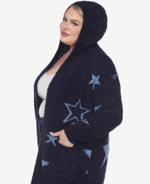 Plus Size Hooded Open Front Sherpa Sweater