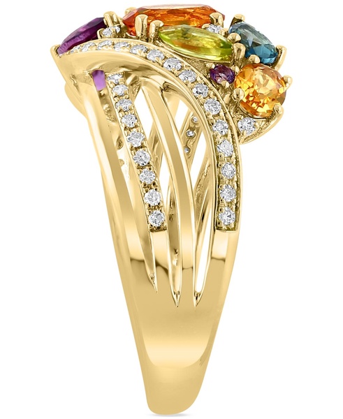 EFFY® Multi-Gemstone (1-3/4 ct.t.w.) & Diamond (1/4 ct. t.w.) Cluster Statement Ring in 14k Gold