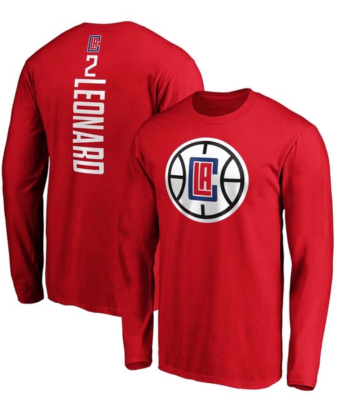 Men's Kawhi Leonard Red LA Clippers Team Playmaker Name Number Long Sleeve T-shirt