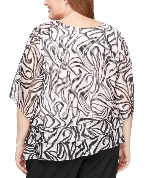 Plus Size 3/4-Sleeve Printed Blouse