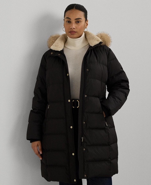 Plus Size Faux-Fur-Trim Hooded Puffer Coat