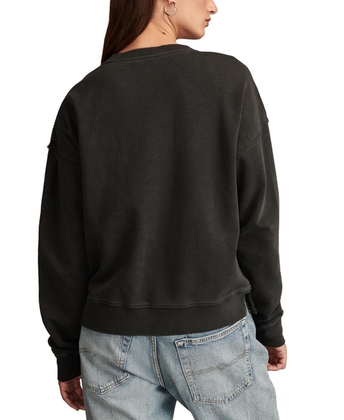 Women's Pintucked-Yoke Henley Sweatshirt