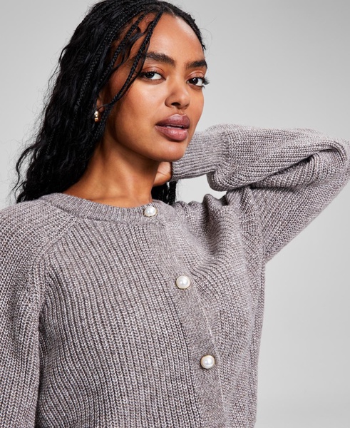 Women's Faux Pearl-Button Cardigan Sweater, Created for Macy's