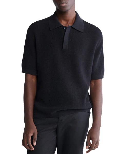 Men's Waffle-Knit Polo Shirt