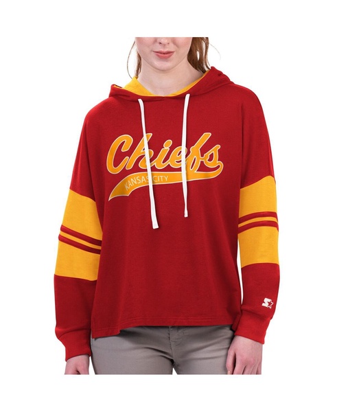 Women's Red Kansas City Chiefs Bump And Run Long Sleeve Hoodie T-shirt