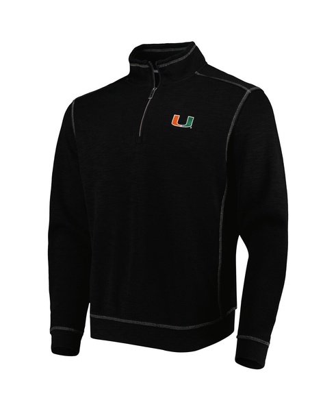 Men's Black Miami Hurricanes Sport Tobago Bay Tri-Blend Mock Neck Half-Zip Jacket