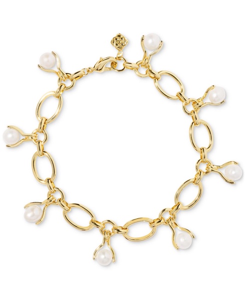 Gold-Tone Ashton Freshwater Pearl (6mm) Chain Bracelet