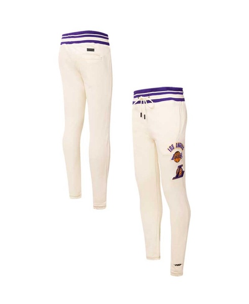 Men's Cream Los Angeles Lakers Retro Classic Fleece Sweatpants