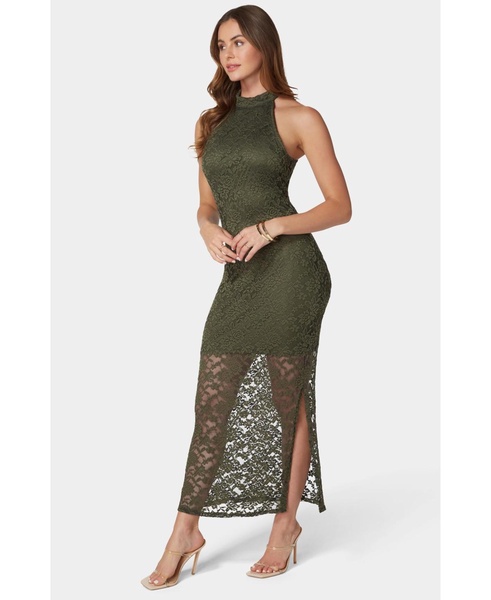 Women's Lace Mock Neck Maxi Dress