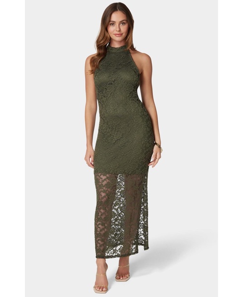 Women's Lace Mock Neck Maxi Dress