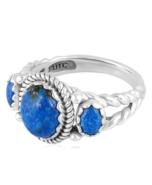 Sterling Silver Denim Lapis 3-Stone Ring, Size 5