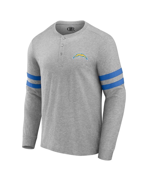 Men's NFL x Darius Rucker Collection by Heather Gray Los Angeles Chargers Henley Long Sleeve T-shirt