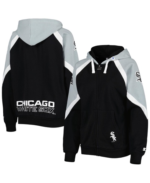 Women's Black, Silver Chicago White Sox Hail Mary Full-Zip Hoodie