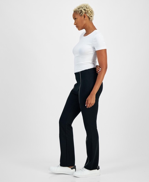 Women's Front-Zip Ponté-Knit Pants, Created for Macy's