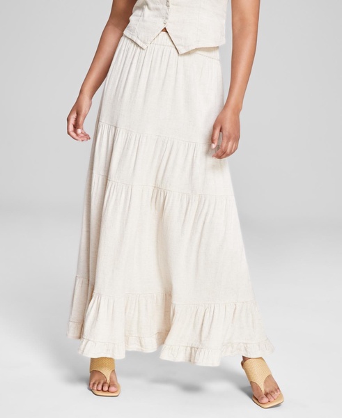 Women's Solid Pull-On Tiered A-Line Maxi Skirt, Created for Macy's