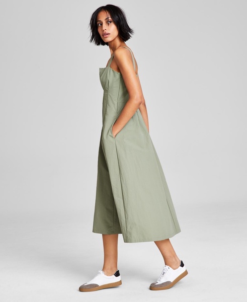 Women's Square-Neck Nylon Midi Dress, Exclusively at Macy's