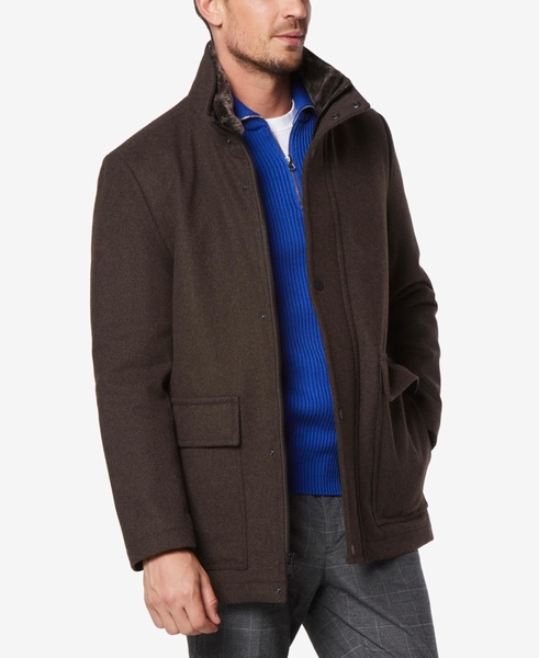 Men's Brooks Melton Wool Car Coat with Faux Fur Collar