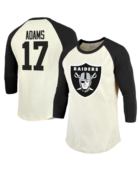 Men's Threads Davante Adams Cream, Black Las Vegas Raiders Player Name & Number Raglan 3/4-Sleeve T-shirt