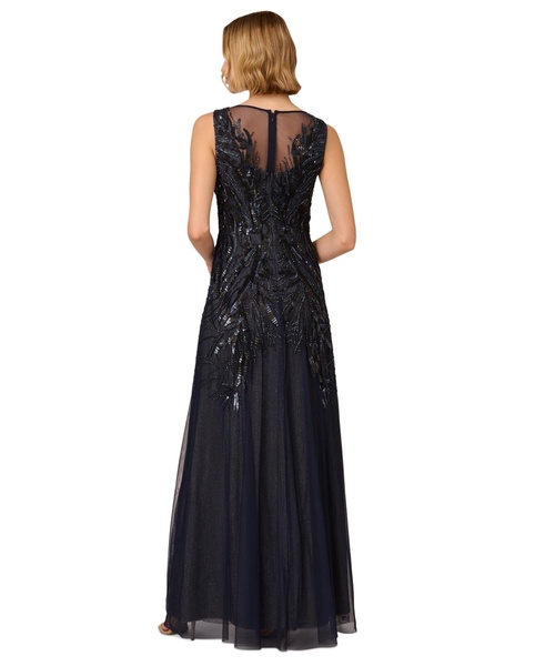 Women's Bead Metallic Mesh Gown