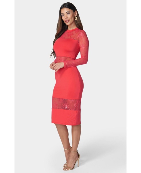 Women's Lace Inset Midi Dress