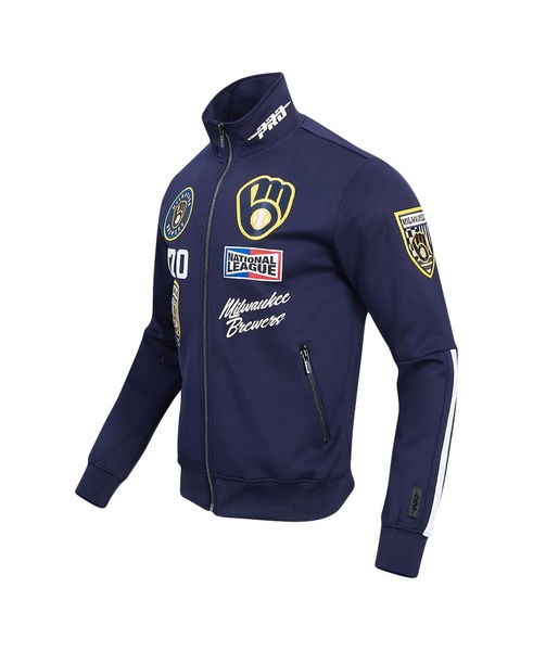 Men's Navy Milwaukee Brewers Fast Lane Full-Zip Track Jacket