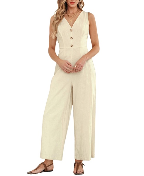 Women's High Society Beige Jumpsuit