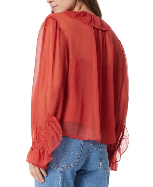 Women's Ruffle-Trim Button-Front Blouse 