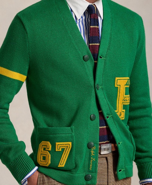 Men's Cotton Letterman Cardigan