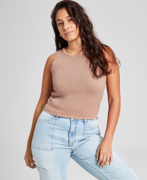 Women's Cotton Textured Sleeveless Sweater, Exclusively at Macy's