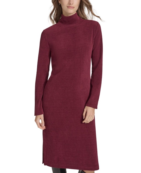 Women's Ribbed Turtleneck Midi Dress