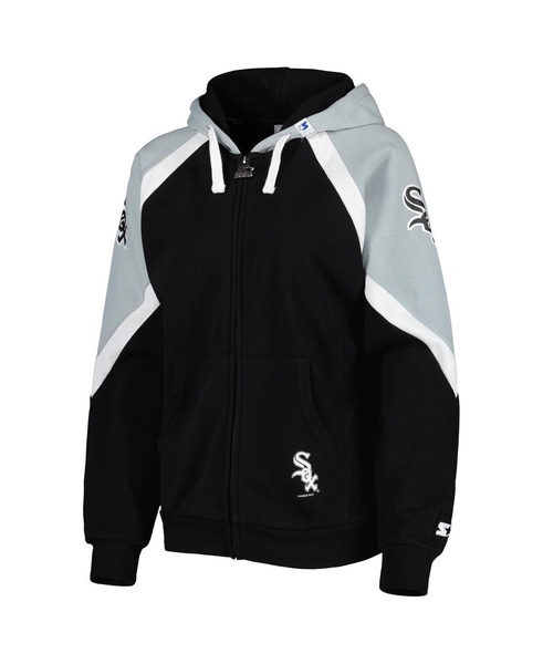 Women's Black, Silver Chicago White Sox Hail Mary Full-Zip Hoodie