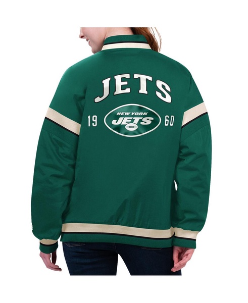 Women's Green New York Jets Tournament Full-Snap Varsity Jacket