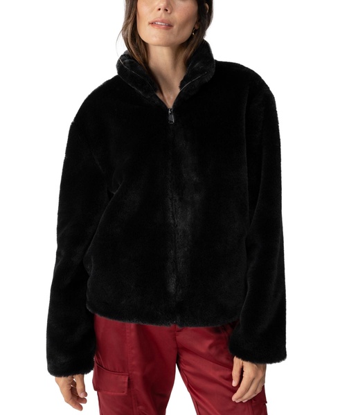 Women’s Faux-Fur Long-Sleeve Short Coat