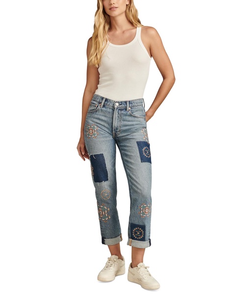 Women's Mid-Rise Patchwork-Detail Jeans