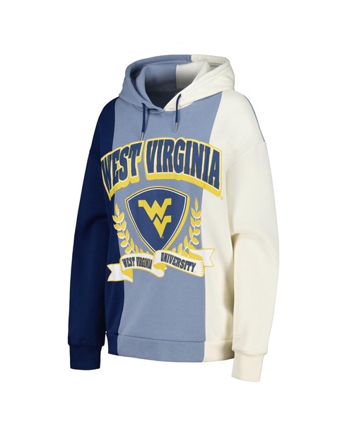 Women's Navy West Virginia Mountaineers Hall of Fame Colorblock Pullover Hoodie