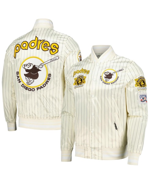 Men's Cream San Diego Padres Cooperstown Collection Pinstripe Retro Classic Satin Full-Snap Jacket