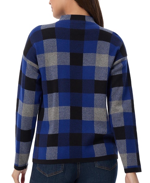 Petite Plaid Jacquard Mock Neck Sweater