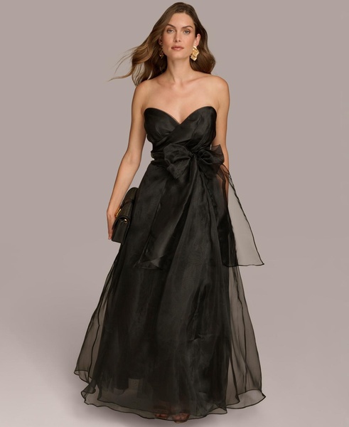 Donna Karan Women's Sweetheart Neck Strapless Chiffon Dress