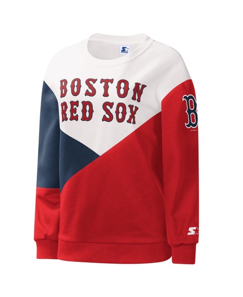 Women's White/Red Boston Red Sox Shutout Pullover Sweatshirt