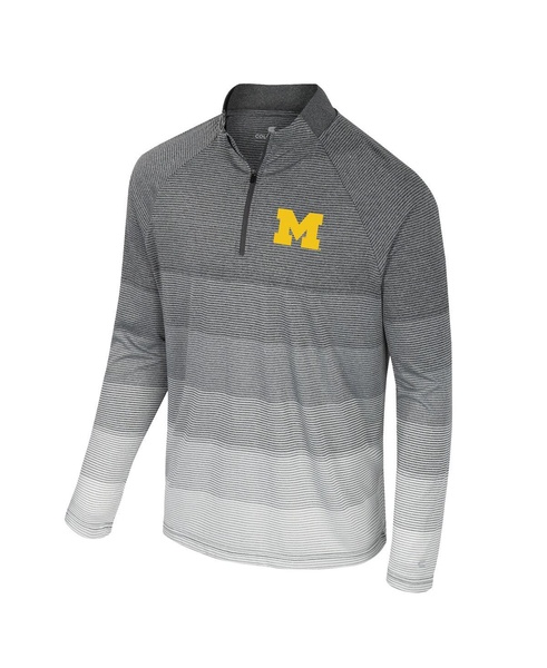 Men's Gray Michigan Wolverines Ai Striped Mesh Quarter-Zip Raglan Windshirt