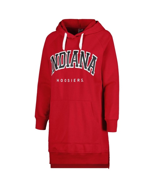 Women's Crimson Indiana Hoosiers Take a Knee Raglan Hooded Sweatshirt Dress